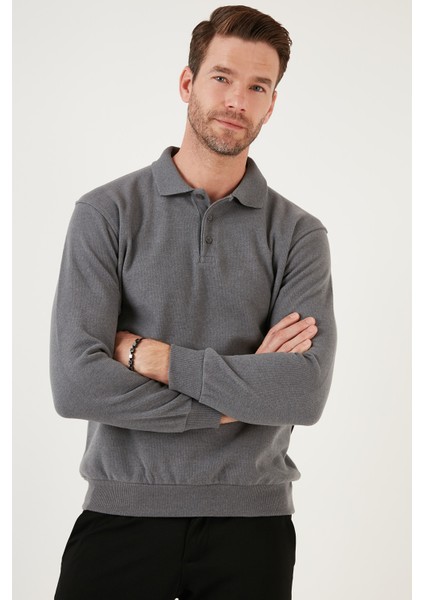 Pamuk Karışımlı Regular Fit Polo Yaka Kazak Erkek Kazak 456223
