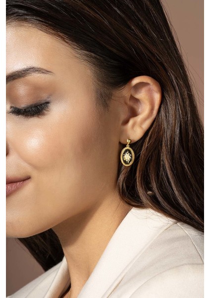 Damla Kehribar Içine Gül Desenli Minimal Gümüş Küpe Altın Rengi fiyatları