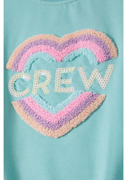 Yeşil Renkli Kalp Desenli Payetli Kız Çocuk Sweatshirt 16699 fiyatları