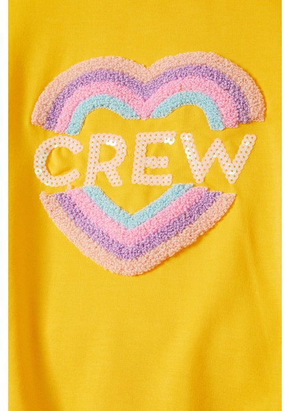 Sarı Renkli Kalp Desenli Payetli Kız Çocuk Sweatshirt 16696 fiyatları