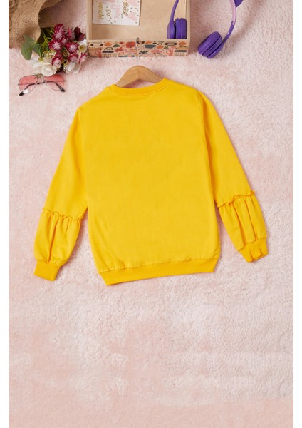Sarı Renkli Kalp Desenli Payetli Kız Çocuk Sweatshirt 16696 fırsatları