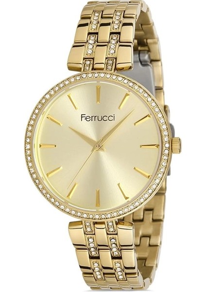 Gold Çelik Taşlı Şık Kadın Kol Saati