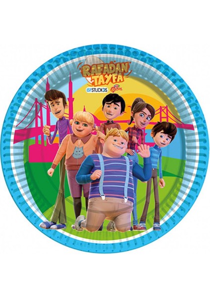 LRT9653 Balonevi, Rafadan Tayfa, 8 Adet Kağıt Tabak, 23 cm