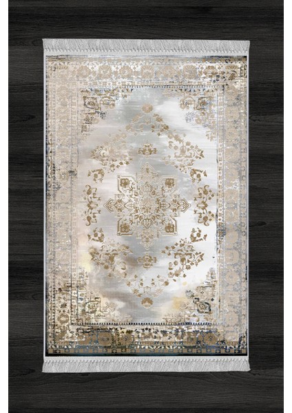 Artızon Halı ART-099 Beyaz Taban Dekoratif Kilim Ince Yıkanabilir Süngerli Dot Taban Salon Halısı