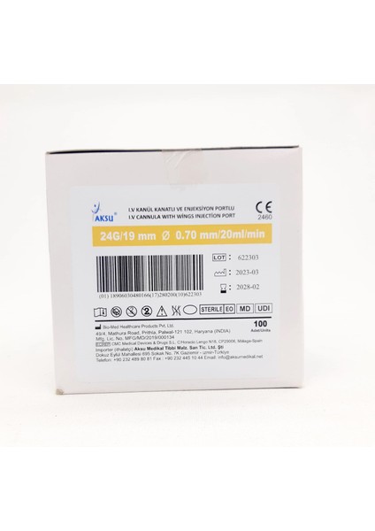 Branül - I.V Kanül (Intraket) Sarı 24G 1 Kutu 100'lü Paket fiyatları