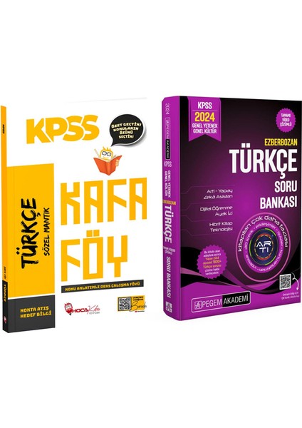 Hoca Kafası KPSS Türkçe Konu Anlatımlı Kafa Föyü ve Pegem Akademi Yayıncılık Soru Bankası Seti 2 Kitap