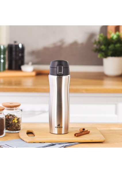 Jüpiter Güvenlik Kilitli Sızdırmaz Kapaklı Paslanmaz Çelik Termos 395 ml Inox