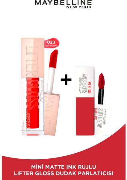 Lifter Gloss Nemlendirici Dudak Parlatıcısı - 23 Sweetheart & Maybelline Mini Matte Ink