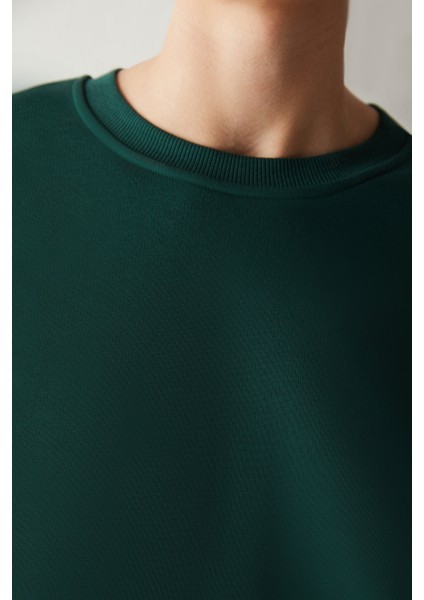 Yeşil Oversize Basic Sweatshirt