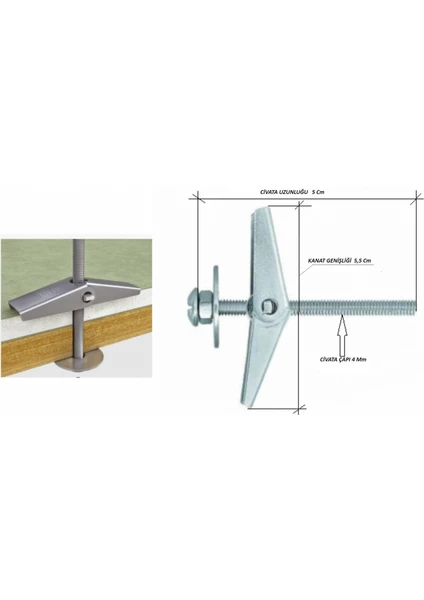 Spo Metal Kanatlı Alçıpan Dübeli 4X50 mm 5 Adet