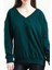 Fancy Kadın V Yaka Nefti Yeşili Regular Basic Sweatshirt 2