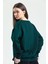 Fancy Kadın V Yaka Nefti Yeşili Regular Basic Sweatshirt 3