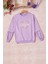 Lila Renkli Kalp Desenli Payetli Kız Çocuk Sweatshirt 16698 1