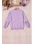 Lila Renkli Kalp Desenli Payetli Kız Çocuk Sweatshirt 16698 4