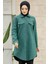 Neva Style Fermuarlı Çağla Yeşili Tesettür Kaşe Tunik 5944CY 1