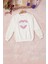 Ekru Renkli Kalp Desenli Payetli Kız Çocuk Sweatshirt 16692 1