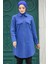 Neva Style Fermuarlı Indigo Mavisi Tesettür Kaşe Tunik 5944IM 3