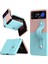 For Compatible With Samsung Galaxy Z Flip 3 Case, Leather Cover, Slim Drop Case Bumper Case With Stand, Shoulder Strap, Galaxy Z Flip 3 5g - Ice Blue + Pink (Yurt Dışından) 1