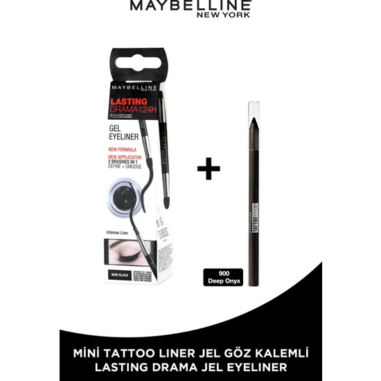 Maybelline New York Eye Studio Jel Eyeliner - Siyah & Maybelline Mini Tattoo Liner Gel Pencil