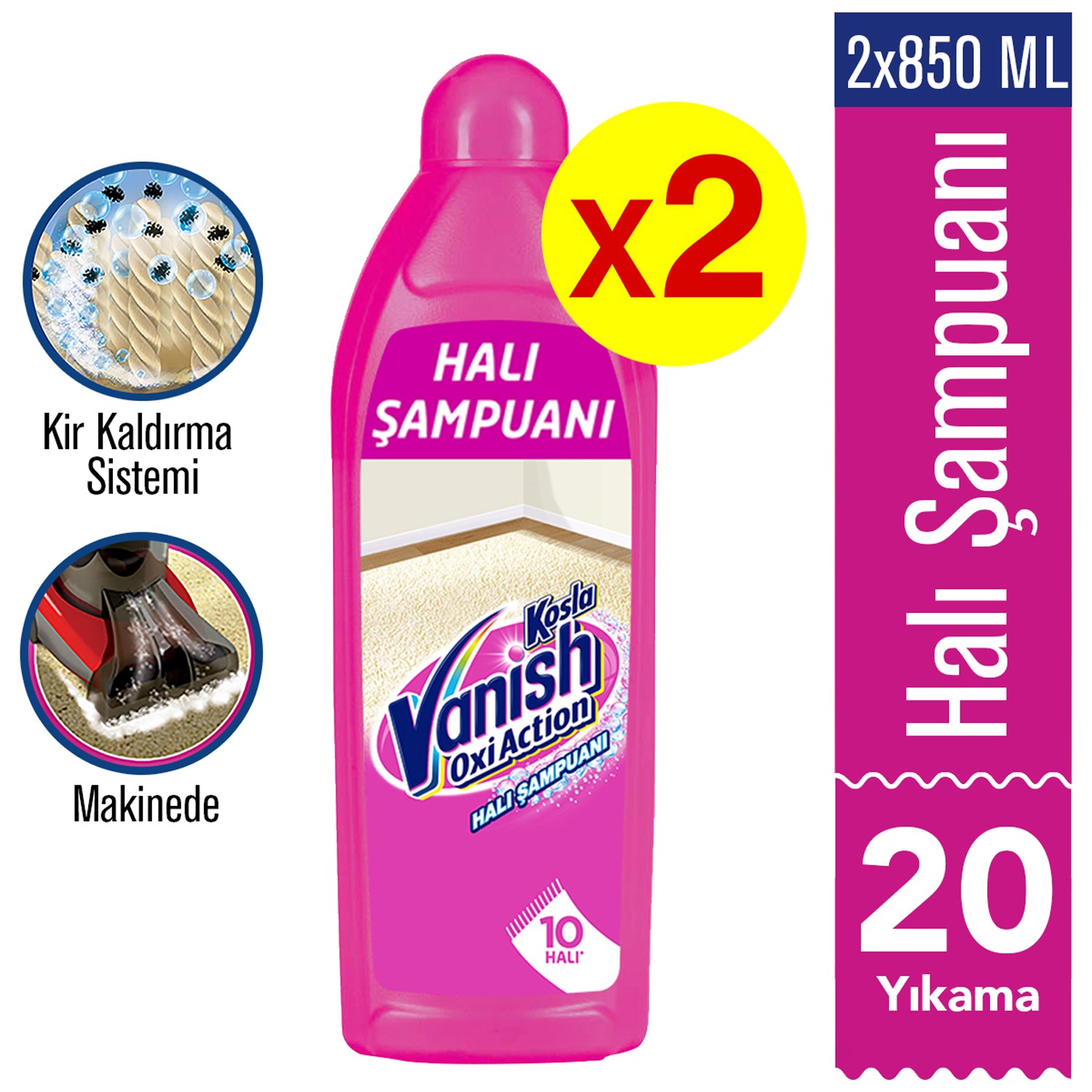 Vanish Kosla Halı Şampuanı Makine Yıkama 2�li Paket (2x850 Fiyatı