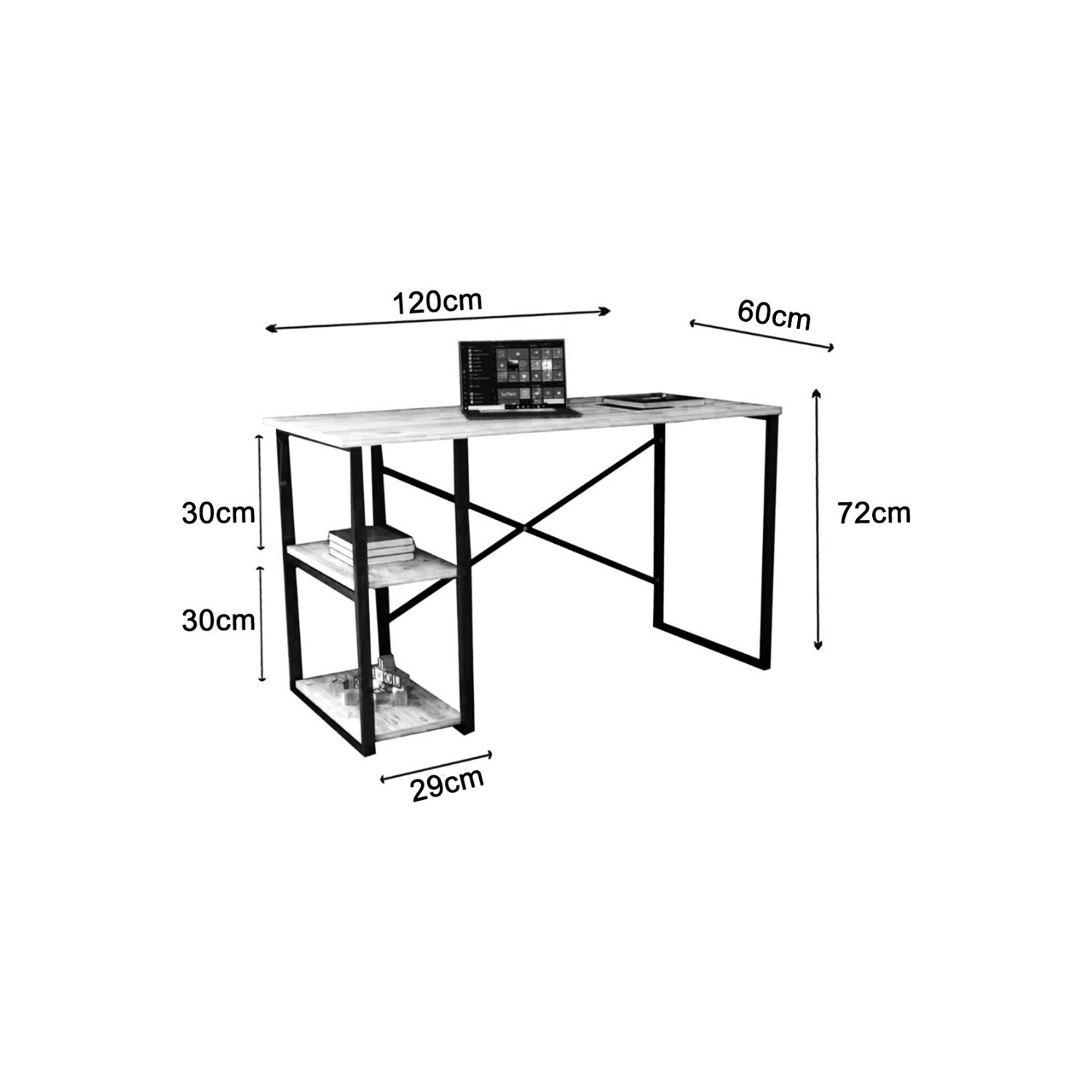 Larem Mobilya Bilgisayar Masası ve 5 Raflı Metal Kitaplık Larem Mobilya Bilgisayar Masası ve 5 Raflı Metal Kitaplık