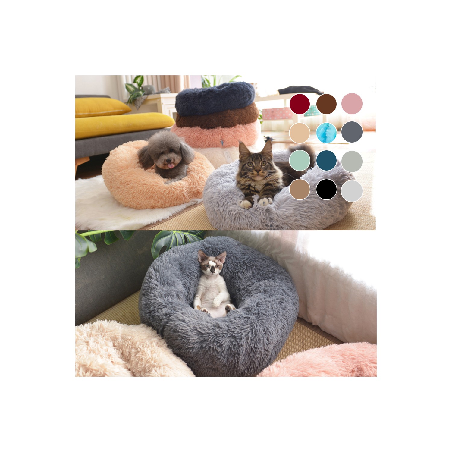 Decdeal Yumuşak Peluş Yuvarlak Pet Yatak Kedi Yumuşak Decdeal Yumuşak Peluş Yuvarlak Pet Yatak Kedi Yumuşak
