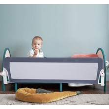 Tommybaby Katlanır Yatak Bariyeri - Bebek Yatak Korkuluğu 150 cm - Gri