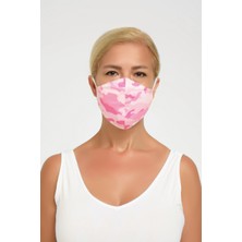 Mask Defence Yetişkin Büyük Boy Pembe Kamuflaj Yıkanabilir Kumaş Maske