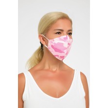 Mask Defence Yetişkin Büyük Boy Pembe Kamuflaj Yıkanabilir Kumaş Maske