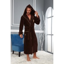 Nuşa Aslan Nakışlı Bambu Cotton Erkek Bornozu L/ XL
