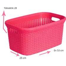 Saban Fusya, Hasır Desenli Plastik Çamaşır Selesi - 25x35x53cm