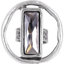 Labalaba Kadın Antik Gümüş Kaplama Swarovski Taşlı Saturn Yüzük