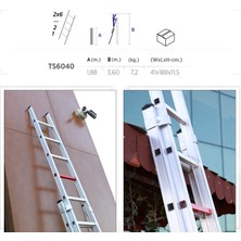 Çağsan 2x6 Basamaklı İki Parçalı Alüminyum Merdiven (TS6040)