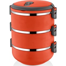 Mobgift Yeni Renk Turuncu 3 Katlı  Yemek Termosu Sefer Tası 2,25 lt