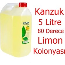 Kanzuk 80 Derece Limon Kolonyası Kolonya 5 lt + 200 ml Dökme + 170 ml Sprey + Huni