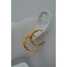 Stoneage Altın Kaplama Halka Küpe