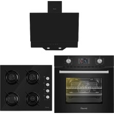 Ferre  Siyah Cam Ankastre Set (10002 - S 2140 Ce - D016)