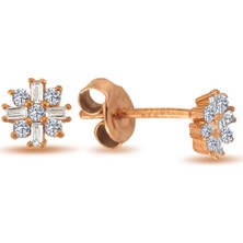 Lova Baget ve Yuvarlak Pırlanta Taşlı Larsa Küpe