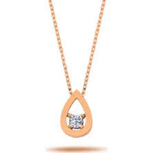 Lova Pırlanta Tek Taşlı Büyük Damla Kolye