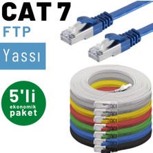 IRENIS 5 Adet  CAT7 Yassı Ethernet (Network, LAN) Kablosu, Kırmızı, 25 cm