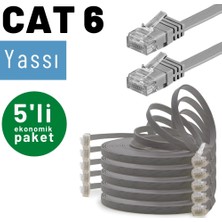 IRENIS 5 Adet CAT6 Yassı Ethernet (Network, LAN) Kablosu, Gri, 25 cm