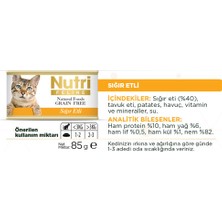 Nutri Feline Tahılsız Sığır Etli Yaş Kedi Maması 85 gr x 3 Adet