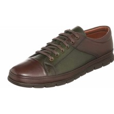 Costo Shoes Costo Shoes EU1840 Kahve & Haki Deri 4 Mevsim Büyük Numara Üst Kalite Erkek Ayakkabısı