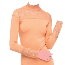 FSM1453 Kadın Modal Üzün Kollu Body Dantelli Bluz