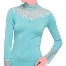 FSM1453 Kadın Modal Üzün Kollu Body Dantelli Bluz
