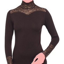 FSM1453 Kadın Modal Üzün Kollu Body Dantelli Bluz