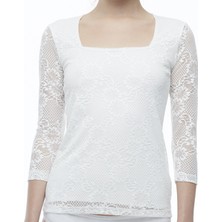 FSM1453 Kadın Modal Üzün Kollu Body Dantellı Bluz