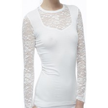 FSM1453 Kadın Modal Üzün Kollu Body Dantellı Bluz