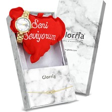 Glorria 14 Ayar Altın Sonsuzluk Bileklik - Özel Saat Hediyeli !