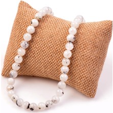 Taş Sandığı Ay Taşı Dizi Kolye - 8 mm